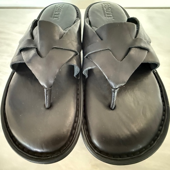 Born Other - BORN Men's Black Leather Flip Flops Sandals. 
Style: M3332 size: 10